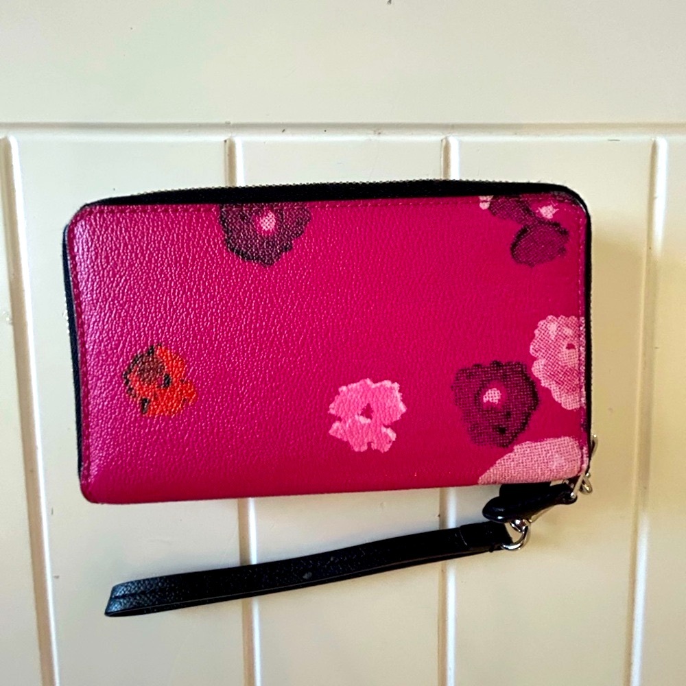 Coach Pink Floral Women's Wristlet - Picture 6 of 8